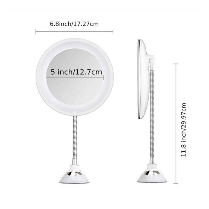 FlexiGlow - Versatile LED 10x Magnifying Mirror for Modern Bathrooms